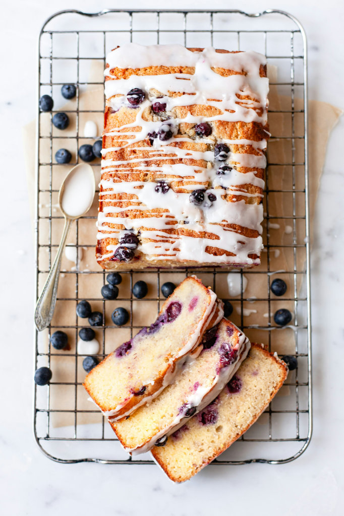 Blueberry quickbread with icing