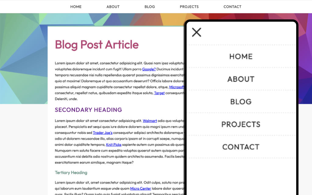 Accessible and responsice navbar screenshot.